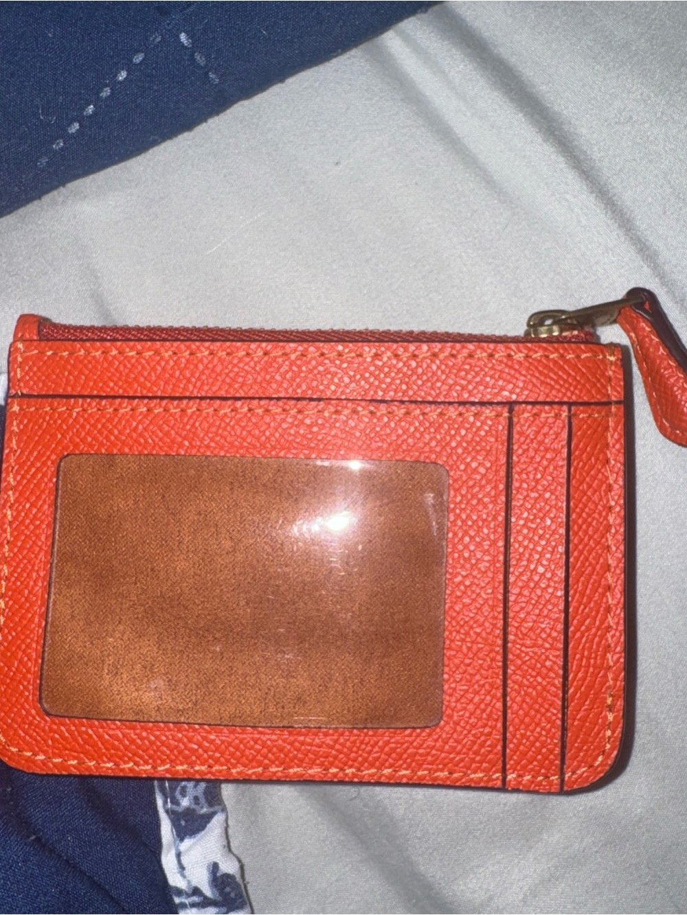 Coach Orange Leather Zip Card & Key Holder